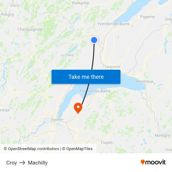 Croy to Machilly map