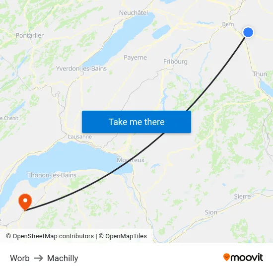 Worb to Machilly map