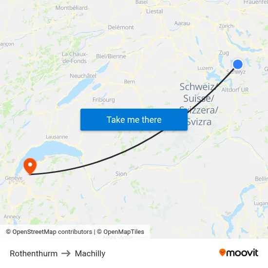 Rothenthurm to Machilly map