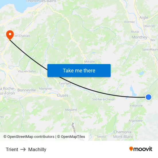 Trient to Machilly map