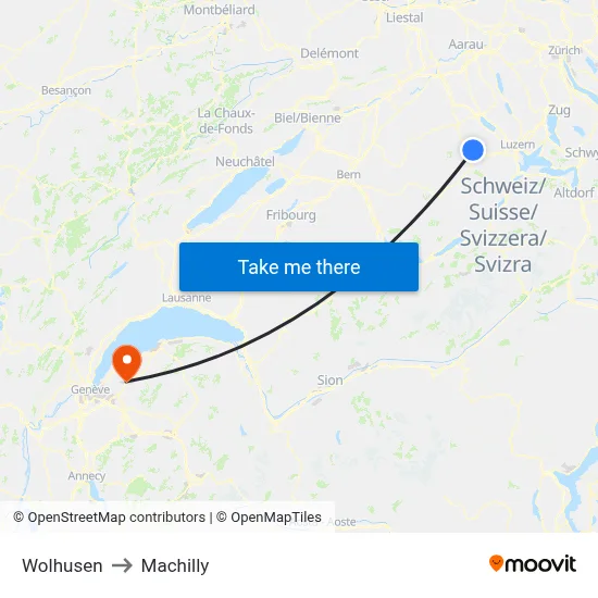 Wolhusen to Machilly map