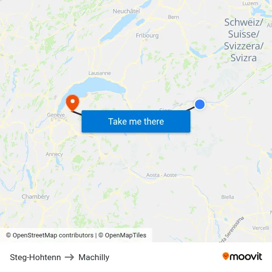 Steg-Hohtenn to Machilly map