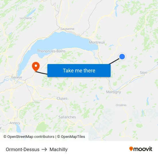 Ormont-Dessus to Machilly map