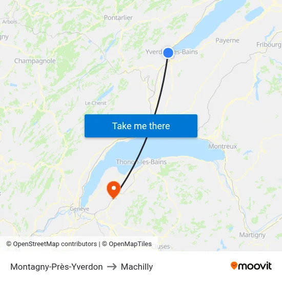 Montagny-Près-Yverdon to Machilly map