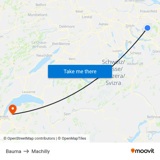 Bauma to Machilly map