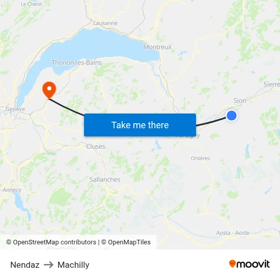 Nendaz to Machilly map
