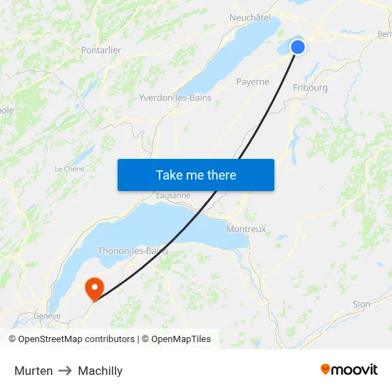 Murten to Machilly map