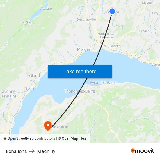Echallens to Machilly map