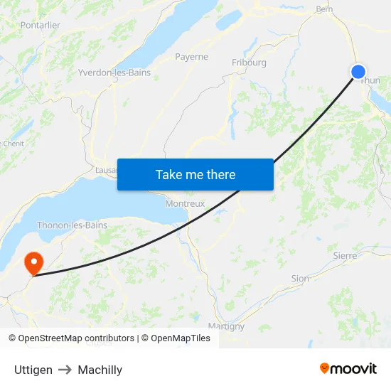 Uttigen to Machilly map
