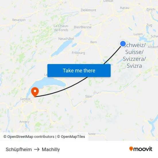 Schüpfheim to Machilly map
