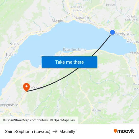 Saint-Saphorin (Lavaux) to Machilly map