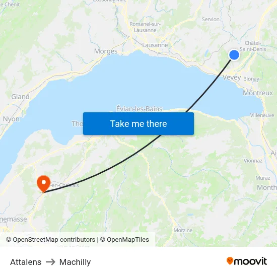 Attalens to Machilly map