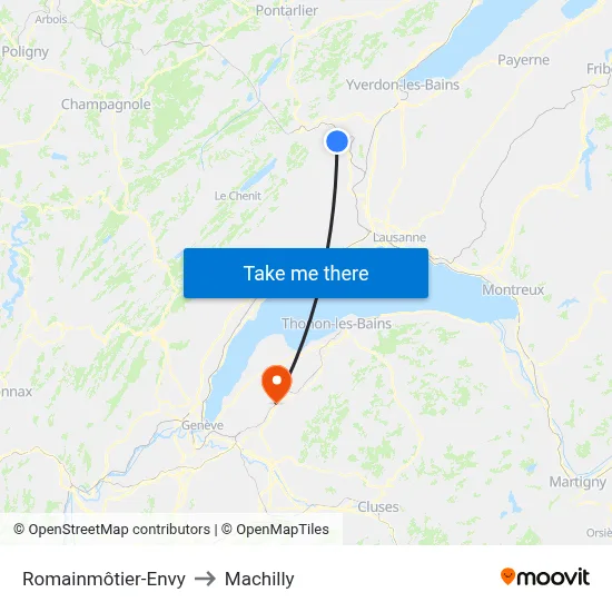 Romainmôtier-Envy to Machilly map