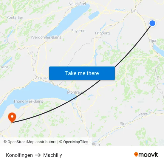 Konolfingen to Machilly map