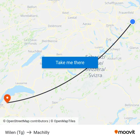 Wilen (Tg) to Machilly map