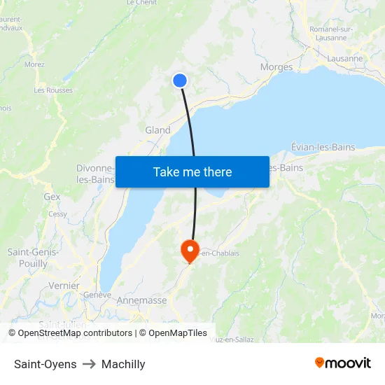 Saint-Oyens to Machilly map