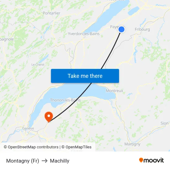 Montagny (Fr) to Machilly map