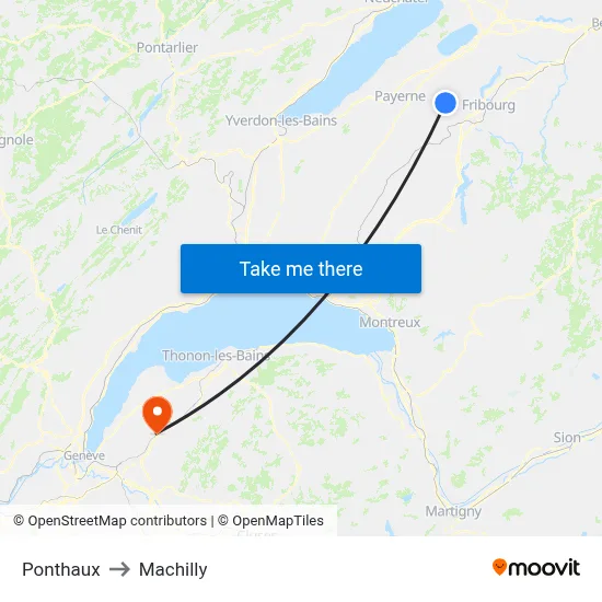 Ponthaux to Machilly map