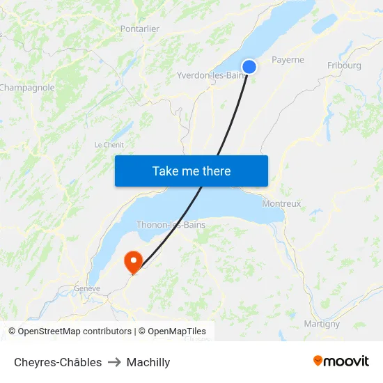 Cheyres-Châbles to Machilly map