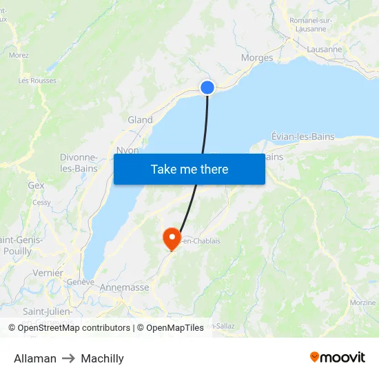 Allaman to Machilly map