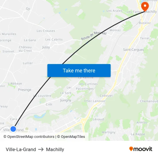Ville-La-Grand to Machilly map