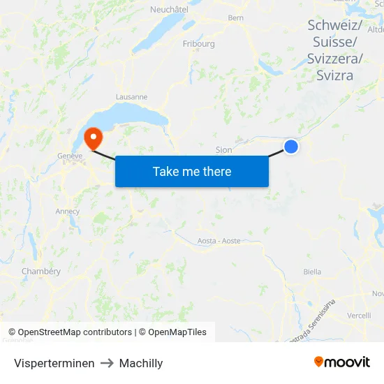 Visperterminen to Machilly map