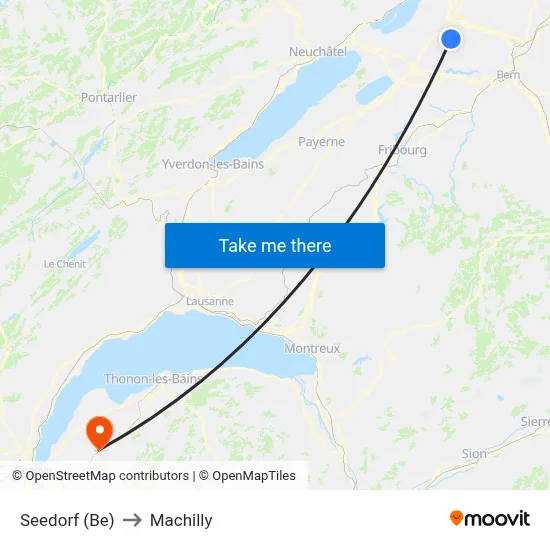 Seedorf (Be) to Machilly map