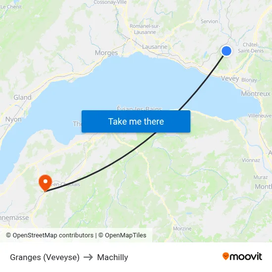 Granges (Veveyse) to Machilly map
