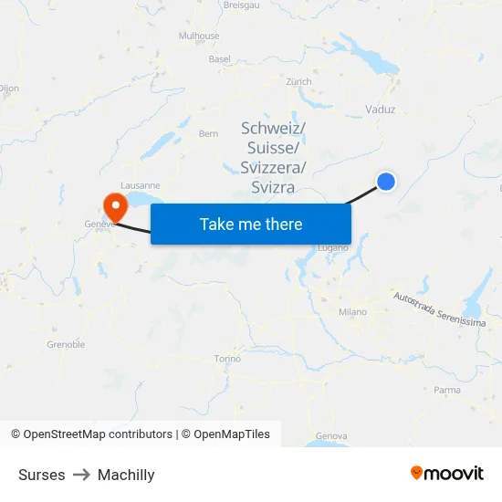 Surses to Machilly map