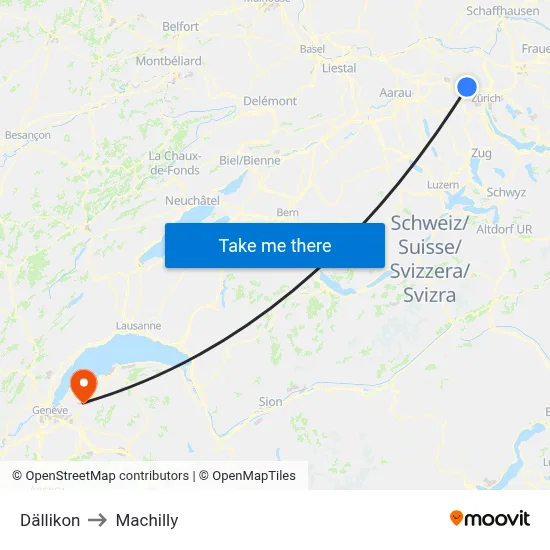 Dällikon to Machilly map