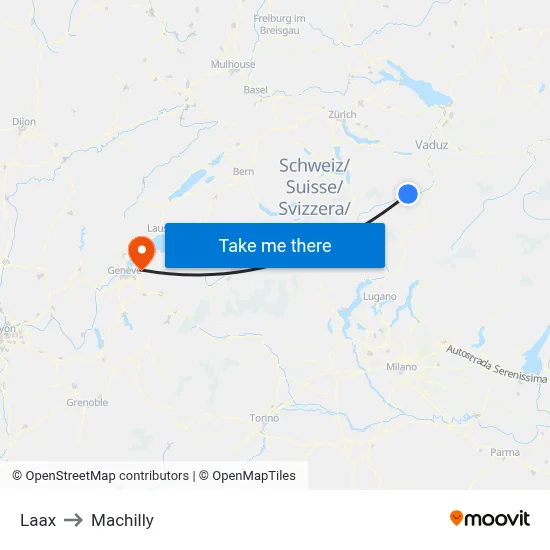 Laax to Machilly map