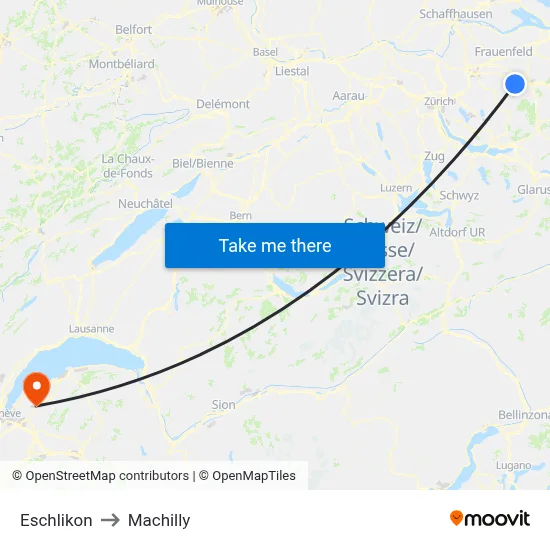 Eschlikon to Machilly map
