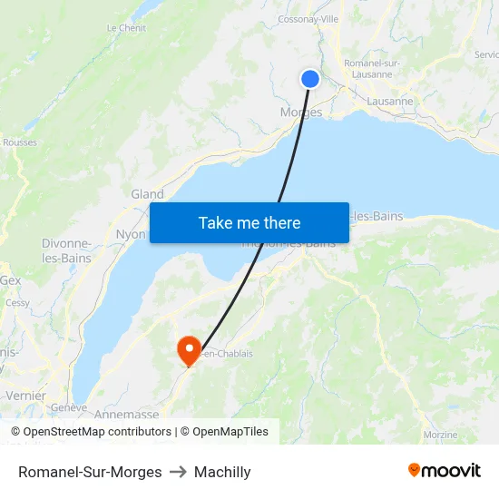 Romanel-Sur-Morges to Machilly map