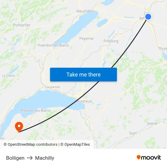 Bolligen to Machilly map