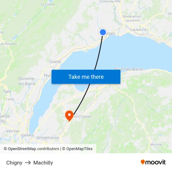 Chigny to Machilly map