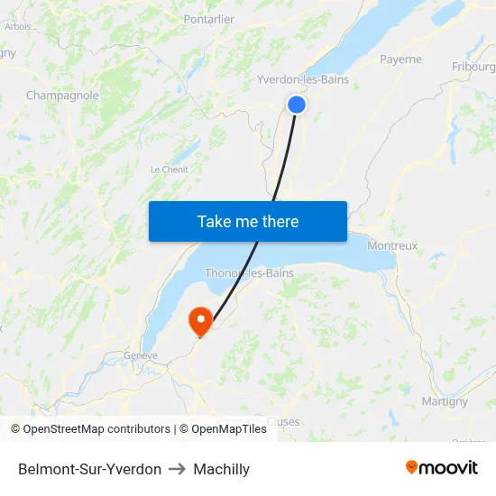 Belmont-Sur-Yverdon to Machilly map