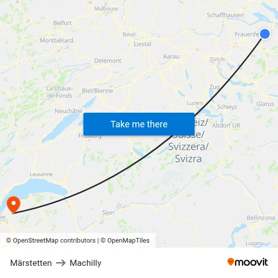 Märstetten to Machilly map