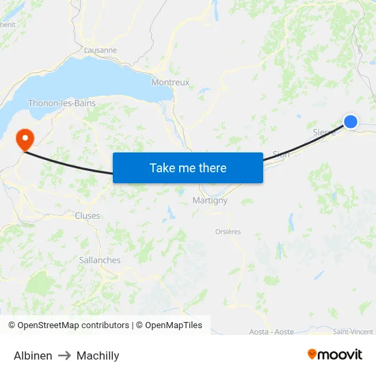 Albinen to Machilly map