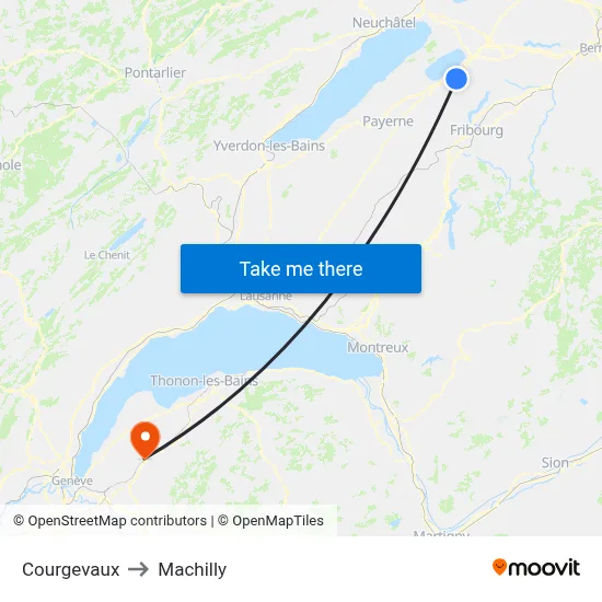 Courgevaux to Machilly map