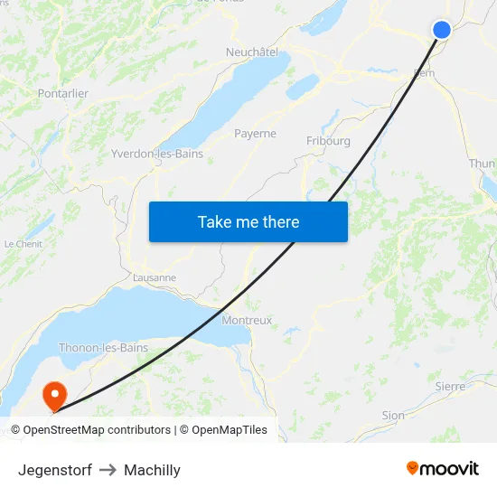 Jegenstorf to Machilly map