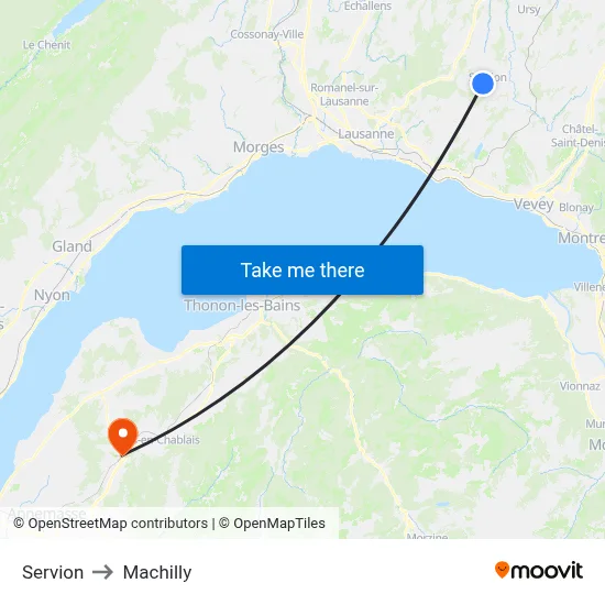 Servion to Machilly map