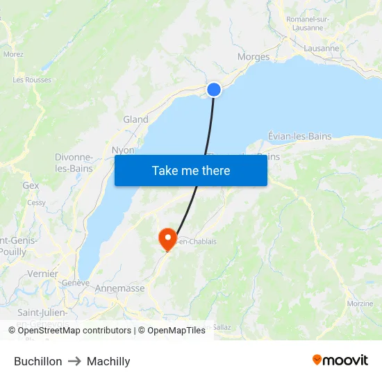 Buchillon to Machilly map