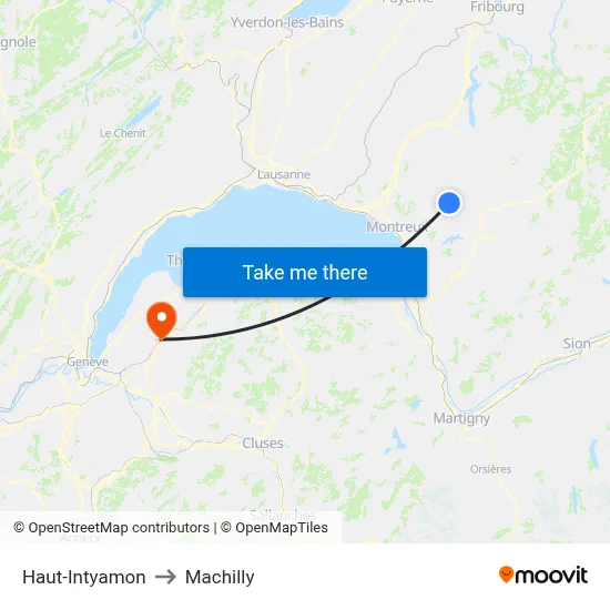 Haut-Intyamon to Machilly map