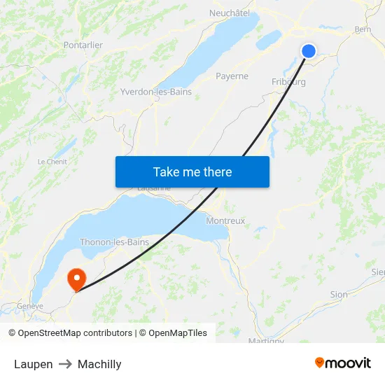 Laupen to Machilly map