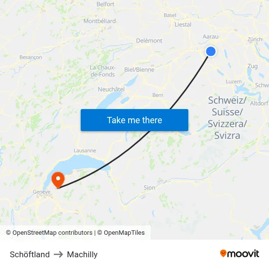 Schöftland to Machilly map