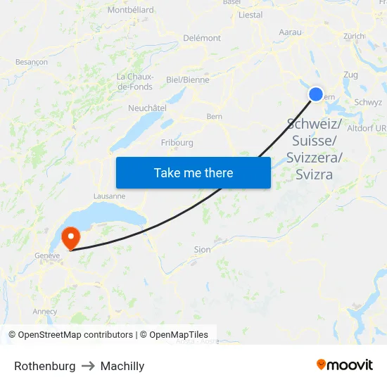 Rothenburg to Machilly map