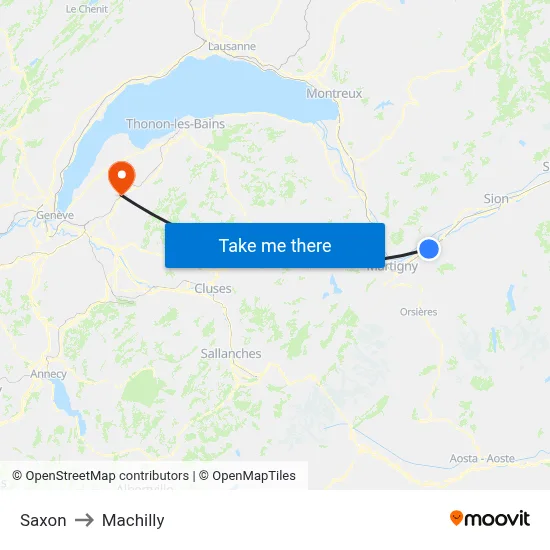 Saxon to Machilly map