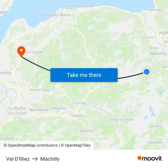 Val-D'Illiez to Machilly map