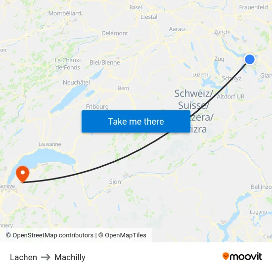 Lachen to Machilly map