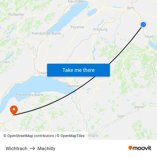 Wichtrach to Machilly map